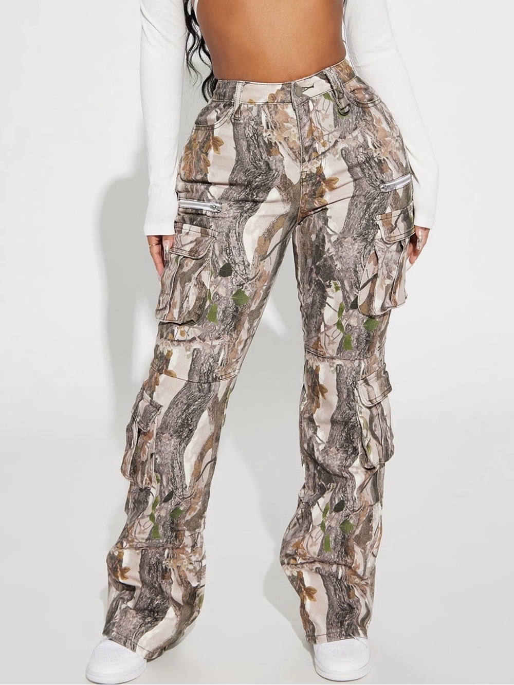 Fashion Nova Women's Camo Cargo Wide-Leg Pants